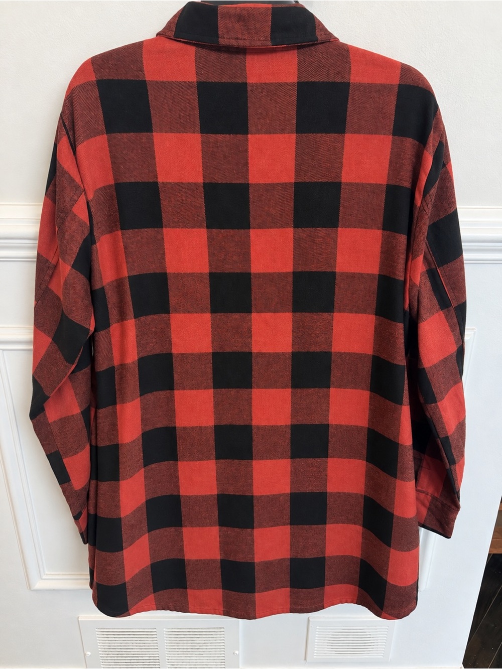 Burnt Orange Black Buffalo Plaid Oversized Flannel Tunic XL - Picture 3 of 6